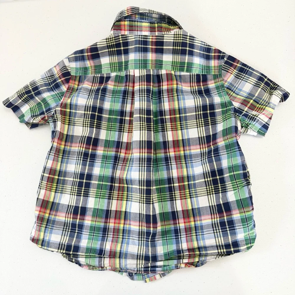 Ralph Lauren Blue and Green Plaid Button Down Shirt 3T